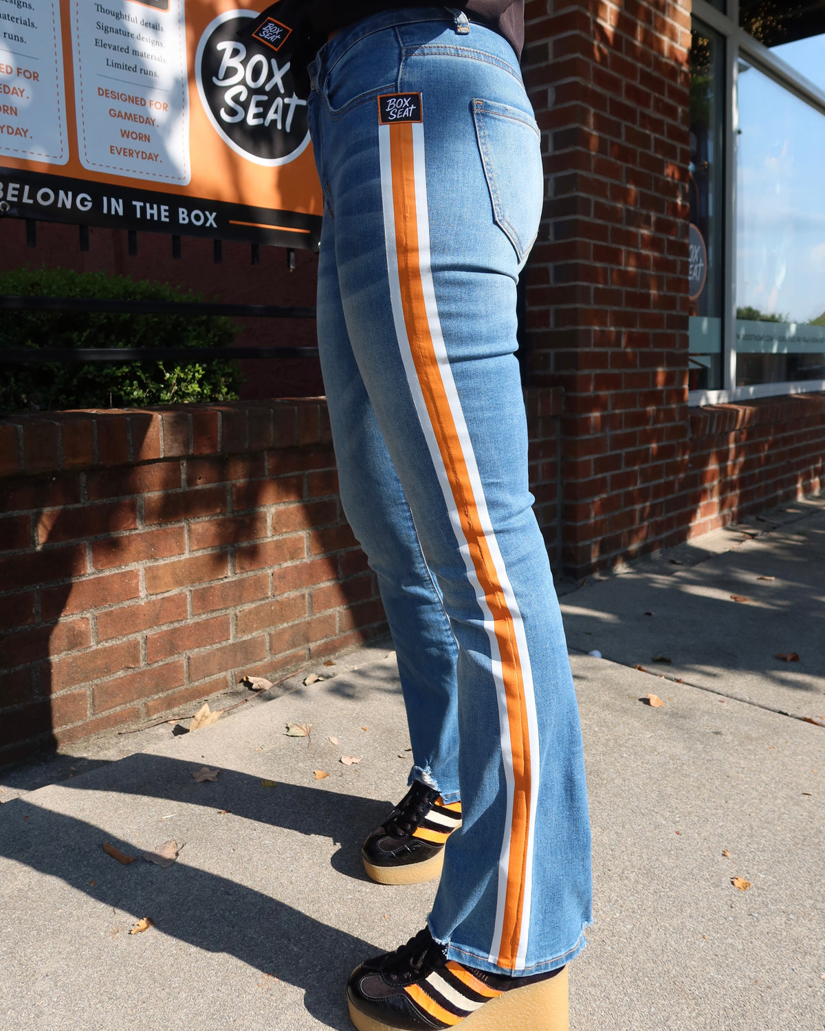 Orange and white Striped jeans