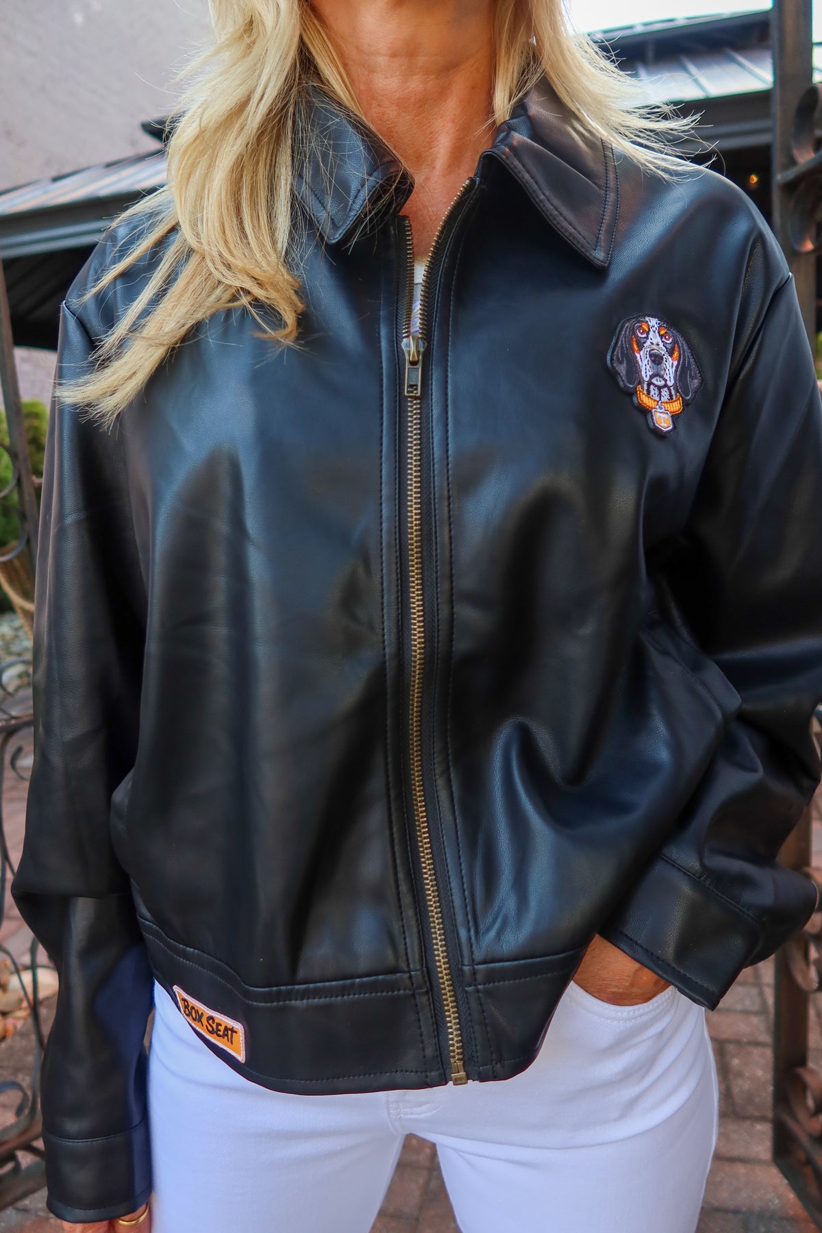 Faux Leather Vol at Heart Cropped Jacket