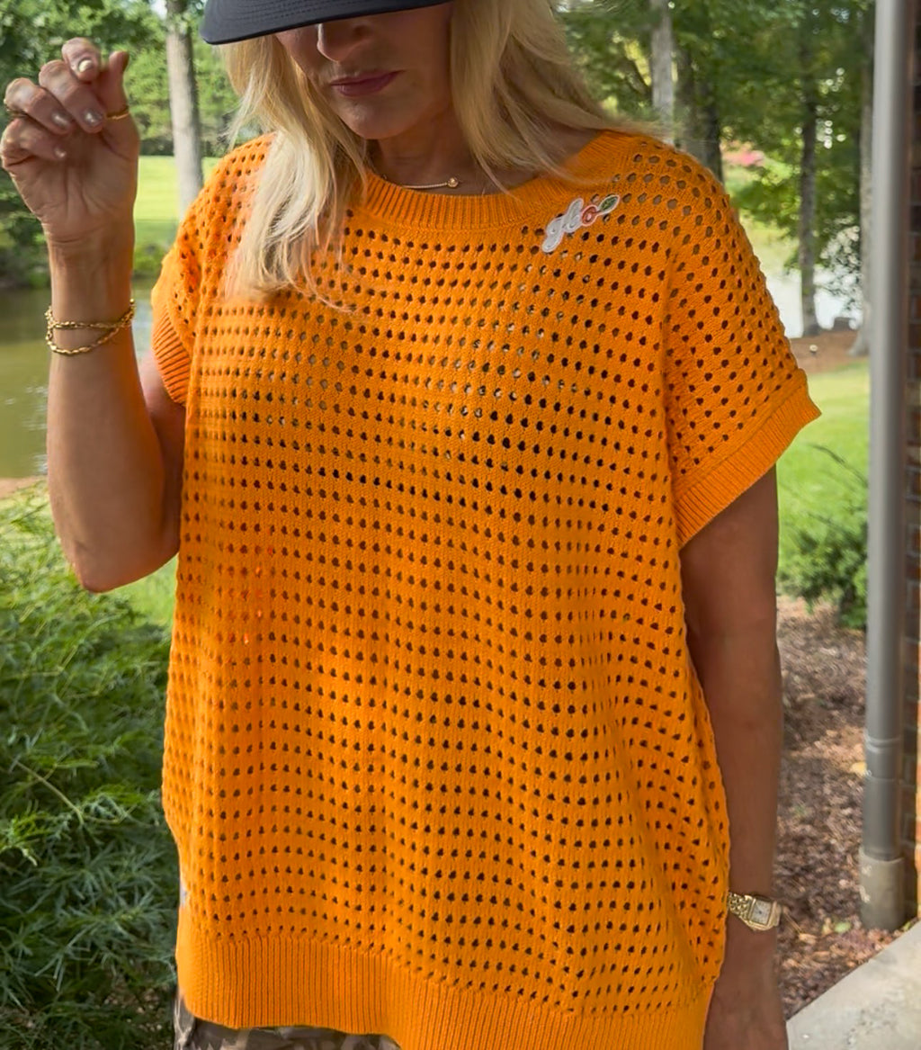 Smokey Bandana Orange Crochet Top