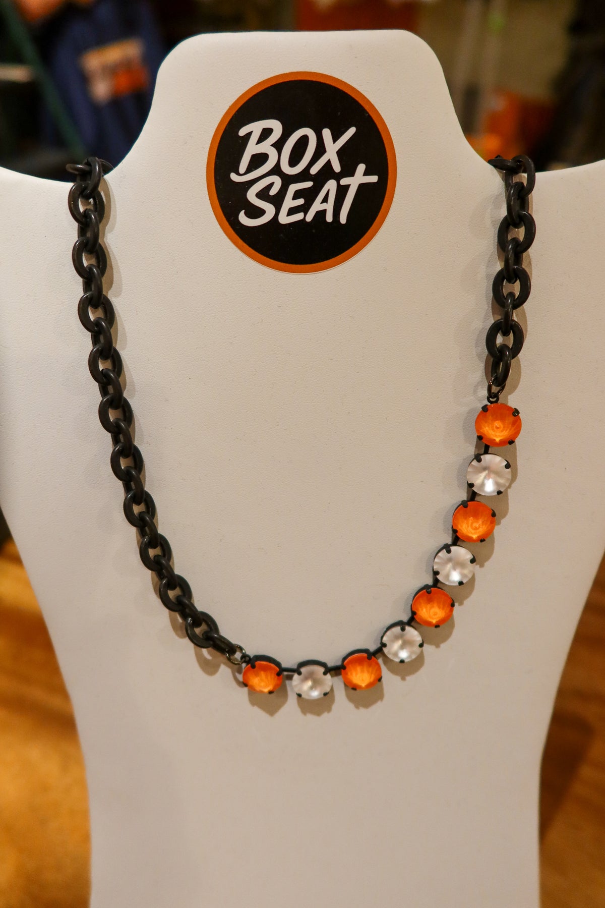 Orange and white PRIDE Necklace - Black