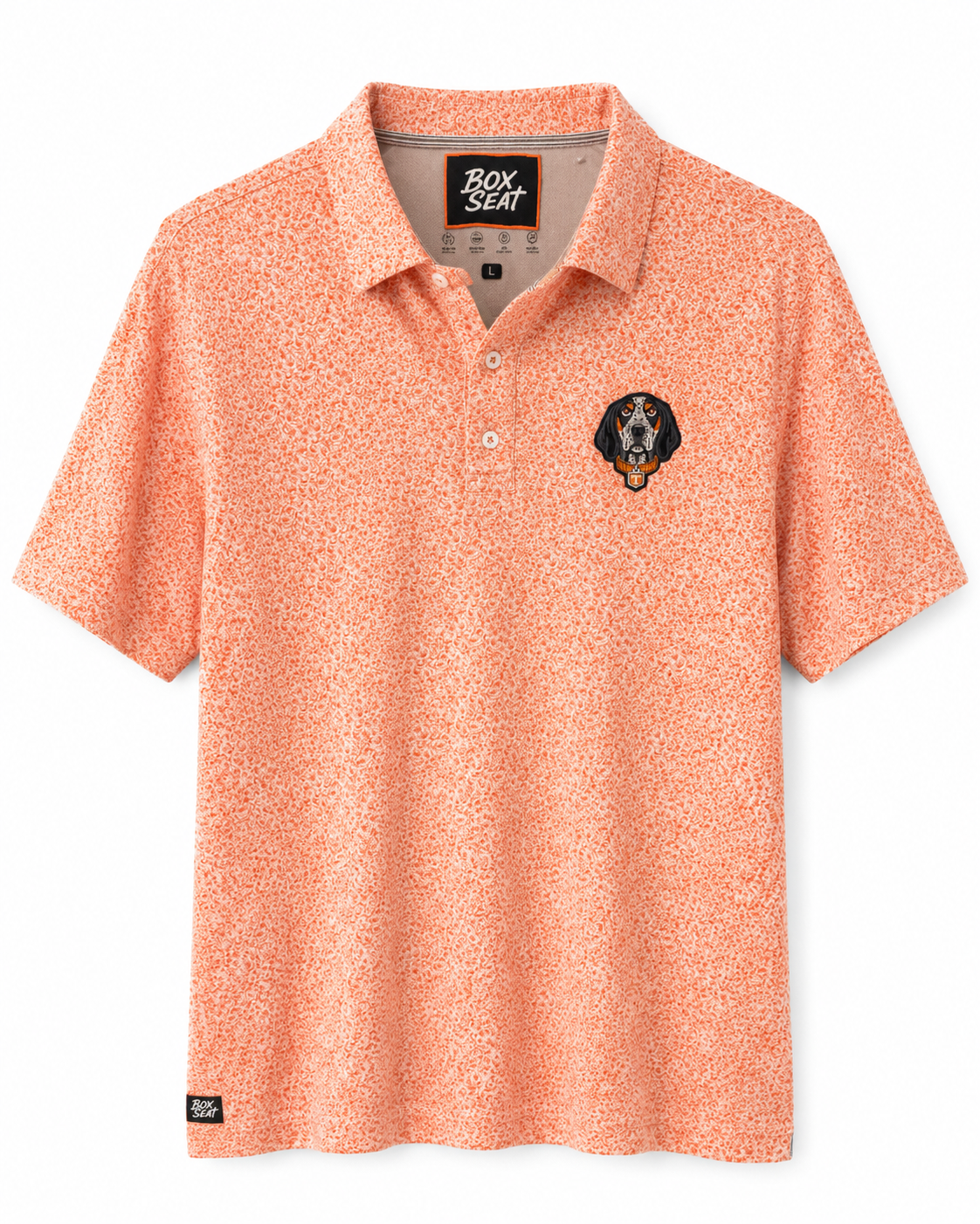 Orange performance polo with Smokey patch -men's