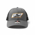 BOX SEAT charcoal and black Richardson 115 low-profile trucker hat with No Vacancy in Tennessee embroidered patch