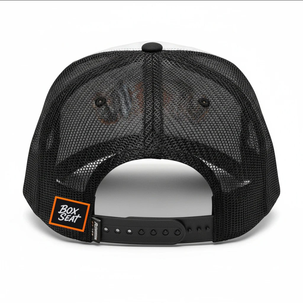 BOX SEAT I 🧡 the Vols foam trucker hat with black mesh back and adjustable snapback closure