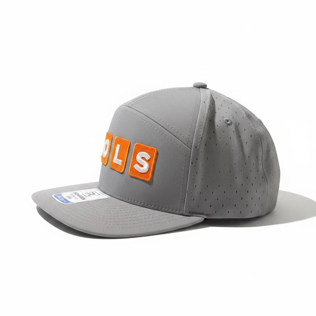 BOX SEAT gray Richardson performance hat featuring orange VOLS block lettering on the front panel