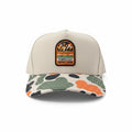 BOX SEAT TN SMOKE SHOW baseball cap with a beige crown and a multi-colored camo print brim featuring a stadium patch
