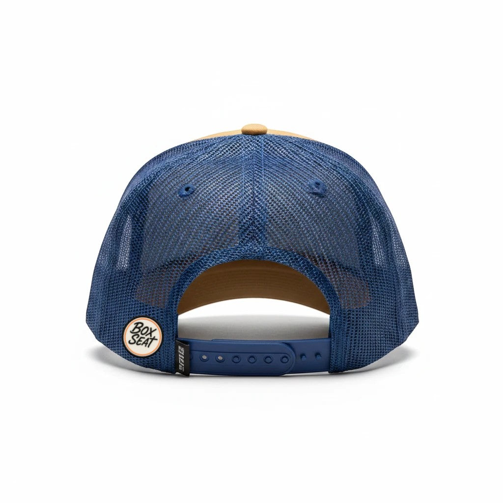 BOX SEAT Vols retro Richardson 112 trucker hat with blue mesh back and adjustable snapback closure